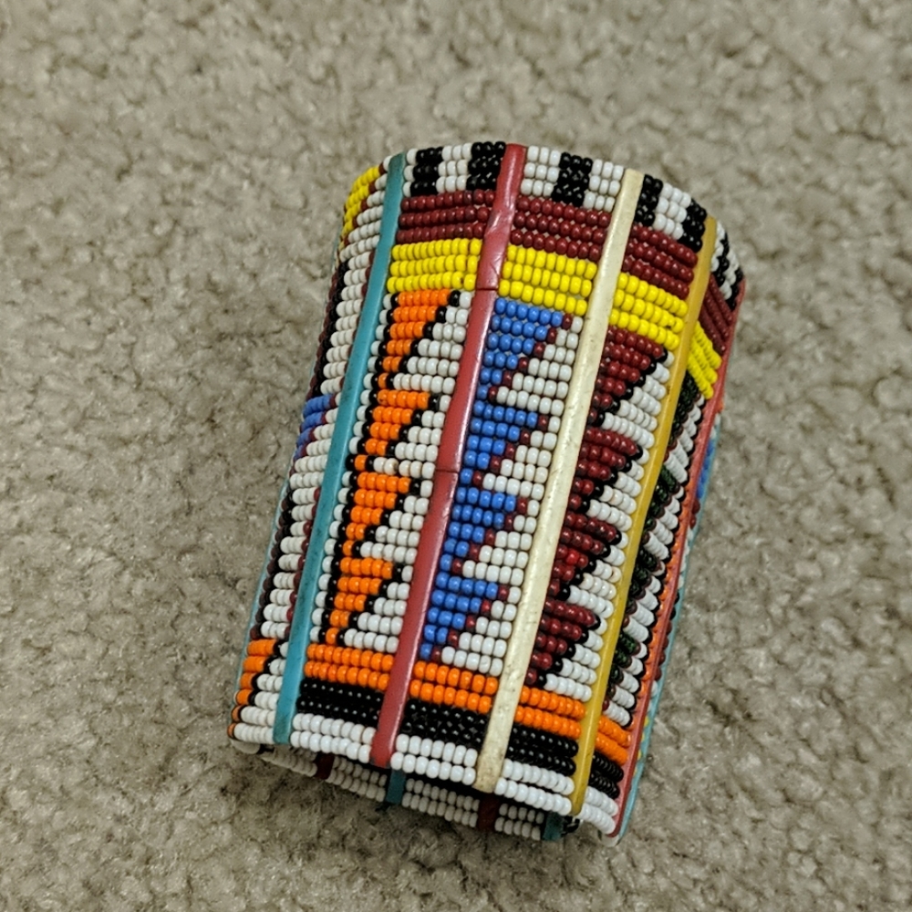 Beaded tribal cuff bracelet